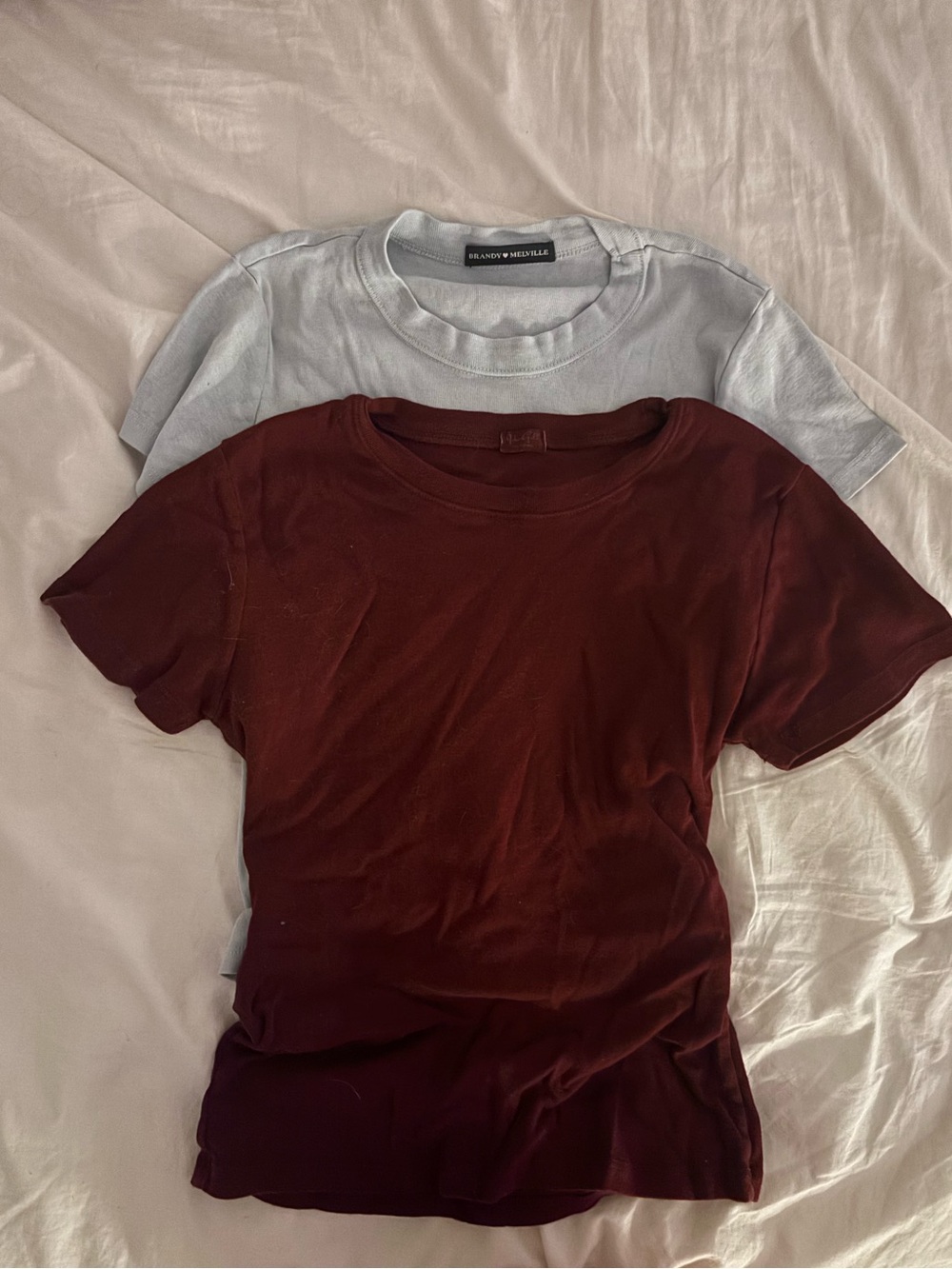 BUNDLE Brandy Melville Burgundy and Light Blue Basic Tees